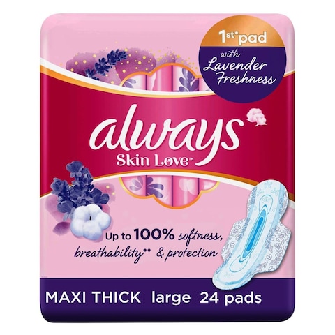 Buy ALWAYS SKIN LOVE MAXI THICK PADS LARGE X24 in Kuwait