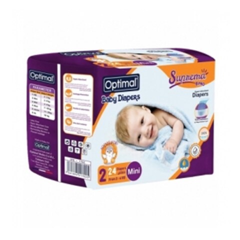 Optimal Size 2 Mini Baby Diapers 24 Count 3 To 6Kg