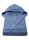 Soft Comfort Hooded Cotton Bathrobe With 2 Pockets, Blue Free Size