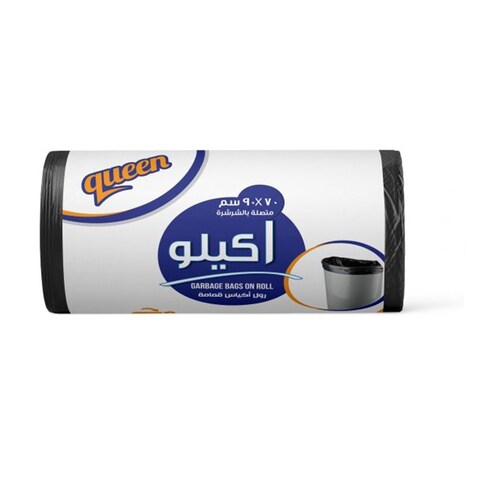 كوين رول اكياس قمامة - 90 * 70 سم - 250 جرام مع رول أكياس - 50 * 55 سم - 18 كيس