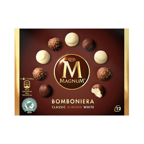 Buy Magnum Classic Almond And White Ice Cream Bites 140ml in UAE