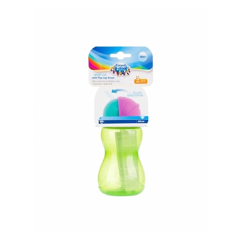 Canpol Baby Sport Cup - Green Color - 270ml + Straw - 12ml