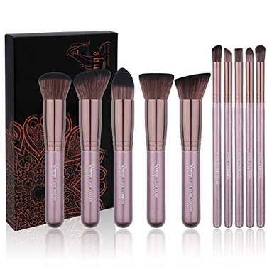 Makeup Brush Set Qivange 10Pcs Kabuki Brush&nbsp;Dense Soft Synthetic Liquid Foundation Face Blending Makeup Brushes Kit with Box for Christmas Halloween Birthday