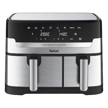 Tefal Dual Easy Fry and Grill Air Fryer, EY905D40, Stainless Steel, 8.3 L