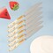Ramadan Design Heavy Duty Ceramic Handle  Dinner Knives Set of 6 Stainless Steel Butter， Spreader Cheese Knife ，Table Knifes， Silverware Butterknives，Steak Knives，Fruit Knife -Gold And White Color