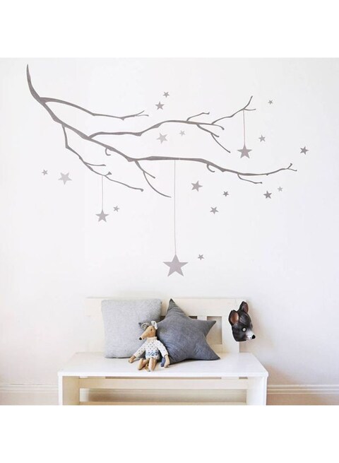 Spoil Your Wall Stars Handing On Tree Branch Wall Sticker Grey
