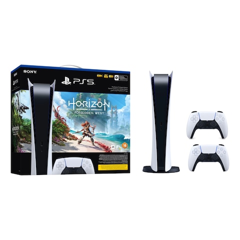 Sony PlayStation 5 Digital Edition With Horizon Forbidden West Game Voucher And 2 Gaming Contro