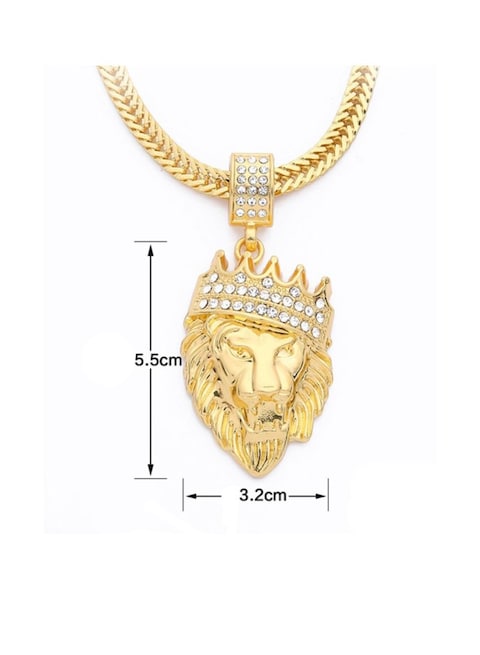 Fashion Street Lion Crown Pendant Necklace Gold