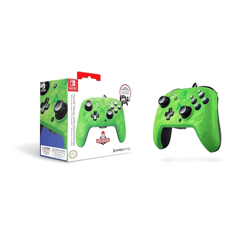 PDP Faceoff Deluxe+ Audio Wired Controller For Nintendo Switch Camo Green