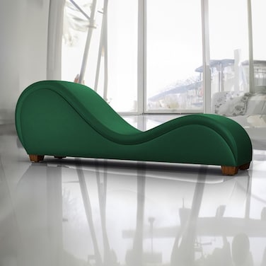 In House Romantic Chaise Longue Luxury And Romantic Design Sofa With Bed Mode Solid Pattern Of Velvet Fabric - Dark Green