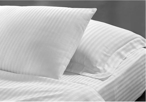 Hotel Linen Klub Single  Bed Sheet 2pcs Set , 100% Cotton 250Tc  Sateen 1cm Stripe  , Size: 160x220cm + 1pc Pillowcase 50x75cm ,White