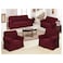 4-PieceStretchable Sofa Cover Set Maroon Woven Jacquard Seven Seater Couch Cover Set 3211 Combination