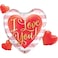 Qualatex I Love You Pink Stripes and Hearts Foil Balloon- 37-Inch Size- Red/Pink