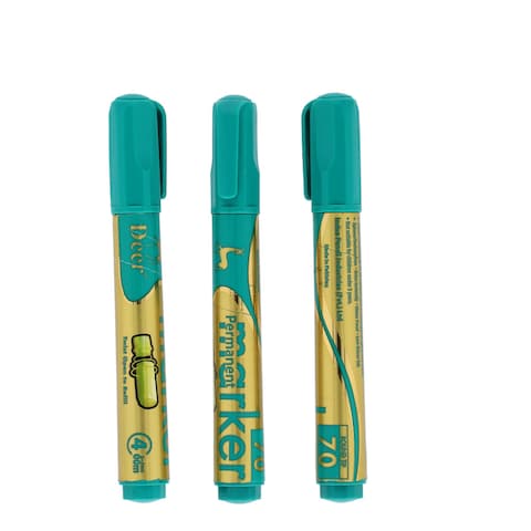 Deer Permanent Marker Refillable 70 Green 3 Pcs