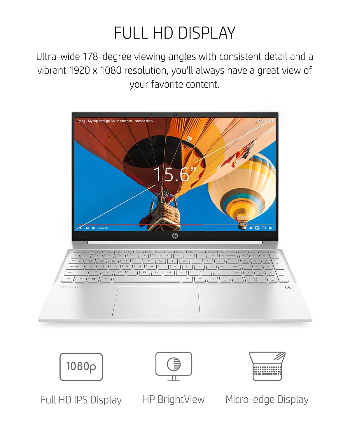 HP Pavilion 15-Inch Laptop, 11th Generation Intel Core i7-1165G7, Intel Iris Xe Graphics, 16GB RAM, 512GB SSD, Windows 11 Pro, Natural Silver, 15-eg0025nr-International Version