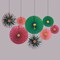 Generic Party Decoration Tre Ornaments - Colorful Christmas Hanging Paper Fans Decoration Round Pattern Paper Garlands Set For Party Birthday Wedding Events Accessories, Mix Set Of 6