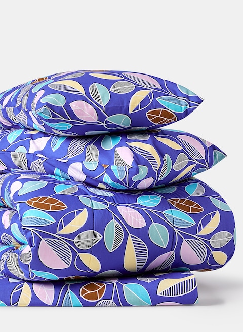 KLUB LINEN King Comforter 4PC Set Leaf Multi 180TC Poly Cotton Printed Design