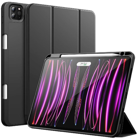 TRON Case Compatible with iPad Pro 11 Case 2021/2020 with Pencil Holder, for iPad Pro 11 Inch Case 3rd/2nd Generation, Trifold Stand Protective Case with Soft TPU Back, Auto Wake/Sleep, Black