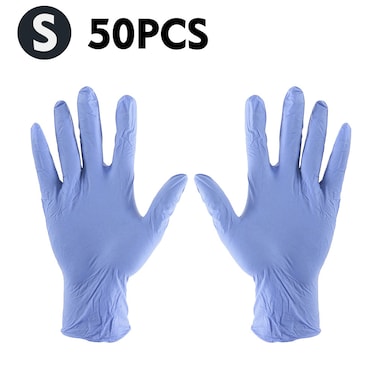Generic-50 Pcs/Disposable Gloves Thick  Powder-Free Rubber Latex Stretchy Gloves Sterile Food Safe Grade for Home Food Laboratory Use (S)
