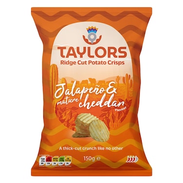 Taylors Jalapeno And Mature Cheddar Ridge Cut Potato Crisps Snacks 150g