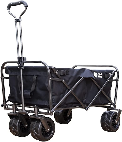 80Kg Foldable Heavy Duty Outdoor Trolley Utility Transport Cart - Black