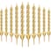 24 Piece Spiral Candles with 12 Piece Holders, Metallic Short Thin Cupcake Cake Candles for Wedding, Anniversary Birthday Party Cake Decorations (Gold)