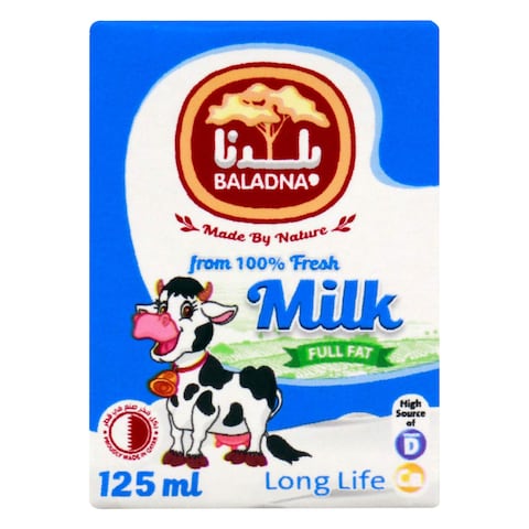 Baladna Long Life Full Fat Fresh Milk 125ml x Pack of 24