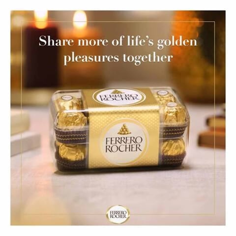 Ferrero Rocher Fine Crunchy Hazelnuts dipped in Smooth Milk Chocolate, Individually Wrapped in Elegant Gold Foil Wrapper, 16 Piece Gift Box, 200g