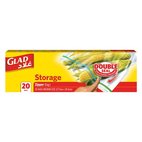 Buy GLAD STORAGE ZIPPER BAGS 27.4X26.5 CM X20 in Kuwait