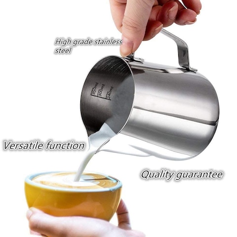 Stainless Steel Espresso Coffee Milk Frothing Pitcher Silver 550ML