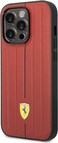 CG Mobile Ferrari Leather Case With Embossed Stripes &amp; Yellow Shield Logo Compatible iPhone 14 Pro (Red)