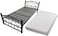 Karnak Heavy Duty Single Metal Steel Bed With Medicated Mattress Dimension 90x190cm Black