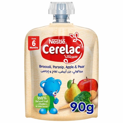 Nestle Cerelac Fruits &amp; Vegetables Puree Pouch Broccoli, Parsnip, Apple &amp; Pear 90g