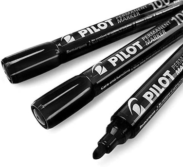 Pilot SCA100 Bullet Point Permanent Marker Pen  Fine 4.0mm4.5mm Tip  Black  Set of 3