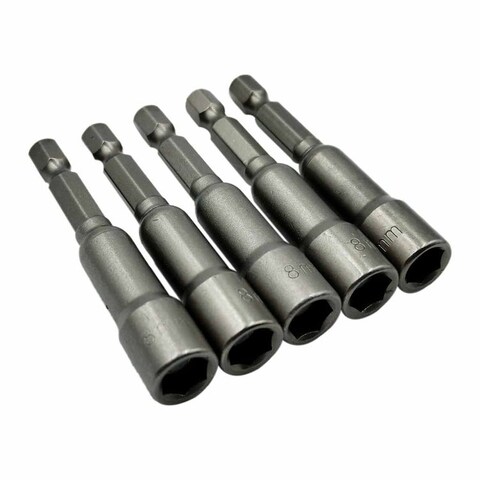 Magnetic Nut Socket For Drill, 8mm Drill Nut Socket, Strong Magnetic - Chromium-vanadium (CRV) 5 Pcs Set