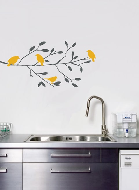 Spoil Your Wall Tree Design Wall Sticker Grey/Yellow 80x40cm