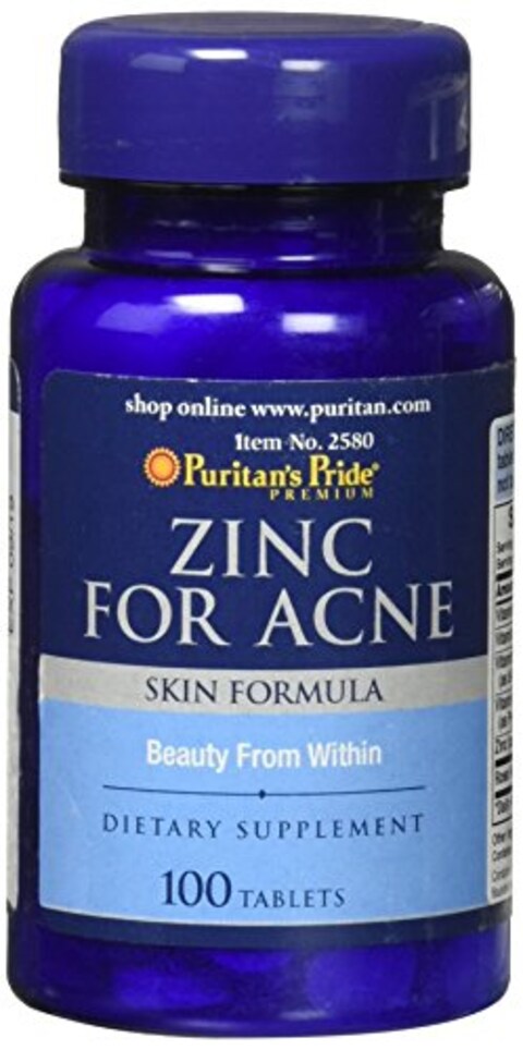 Zinc for Acne by Puritan&#39;s Pride a Mineral for Immune Sytem Health 100 Tablets