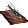 10PK High-Grade Wooden Pants Hangers with Clips Non Slip Skirt Hanger, Smooth Finish Solid Wood Jeans/Slack Hanger with 360&Atilde;&sbquo;&deg; Swivel Hook - Clip Hanger for Pant, Skirts, Slacks - Clamp Hangers