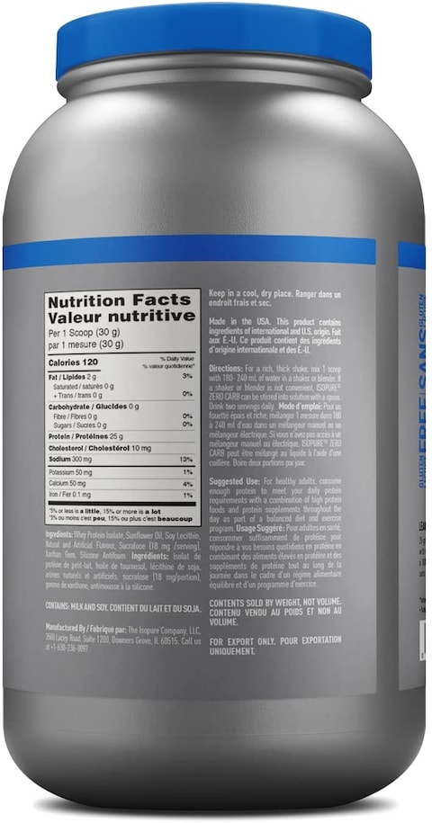 Isopure Zero Carb Protein Powder, 100% Whey Protein Isolate, Gluten Free / Lactose Free, Keto Friendly, Flavor: Creamy Vanilla, 3 Pounds