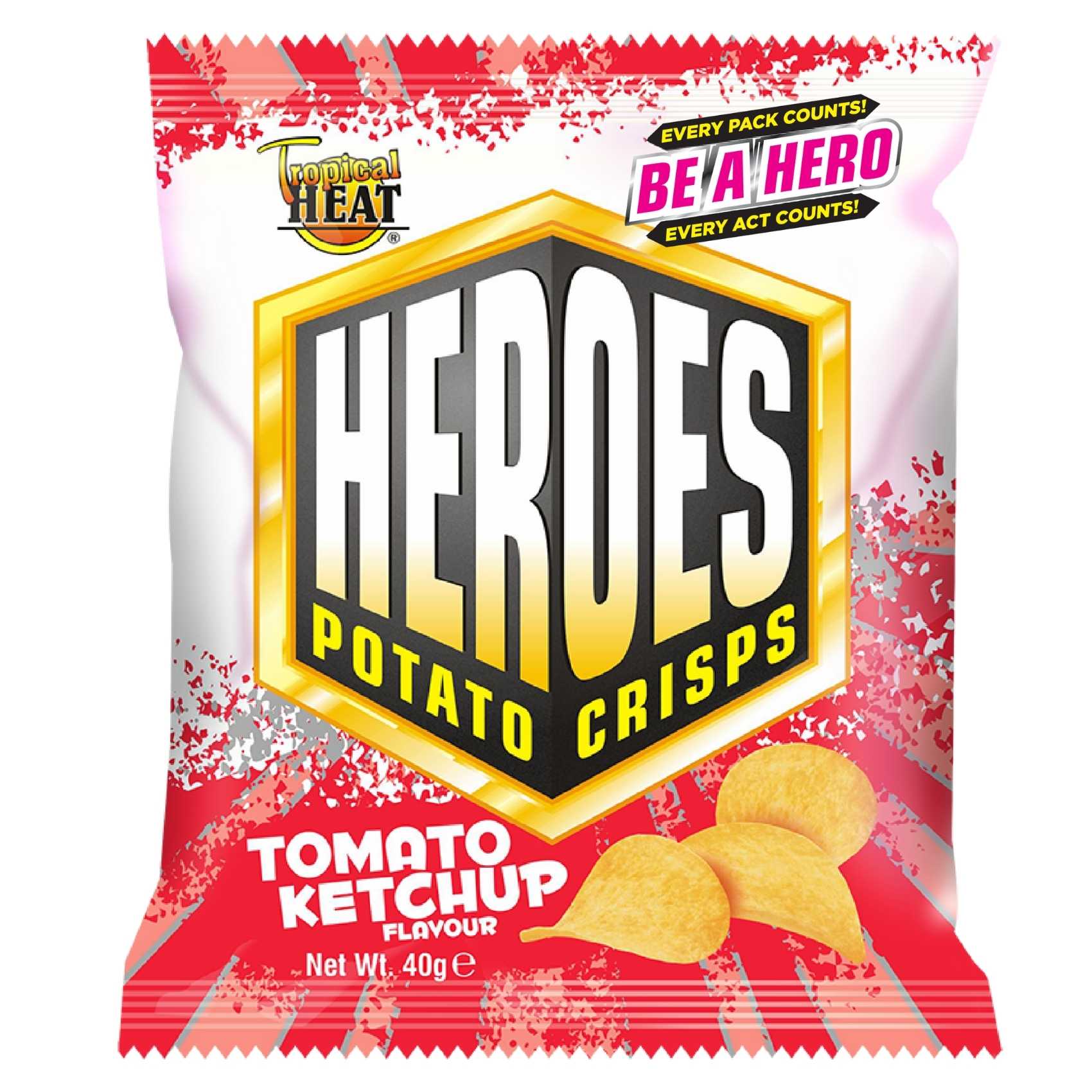 Tropical Heat Snacks Heroes Crisps Tomato 40G