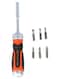 Tactix Ratchet Screwdriver With Bits, TTX-205247, Black/Orange/Silver, 4X5.5X6.5Cm