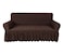 Jacquard Fabric Stretchable 3 Seater Sofa Cover Chocolate Brown