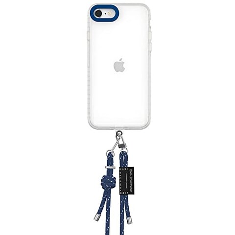 Amazing Thing Titan PRO Drop Proof designed for iPhone SE 3 (2022) Crossbody case cover - Clear with Blue Lanyard