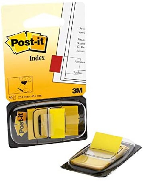 Postit Flags Yellow 1Inch Wide 50Dispenser 1DispenserPack