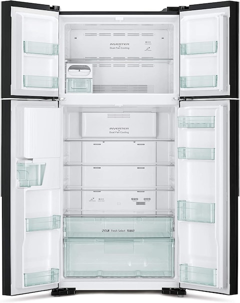 Hitachi 540L Net Capacity Inverter Compressor French Door Refrigerator Glass, Red, RW760PUK7GRD