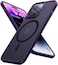 توراس غطاء مغناطيسي مقاوم للصدمات لهاتف iPhone 15 Pro Max، مغناطيسي قوي 18N، حماية عسكرية بطول 12 قدمًا، MagSafe، غطاء واقٍ شفاف غير لامع رفيع، سلسلة Guardian المغناطيسية، أرجواني داكن