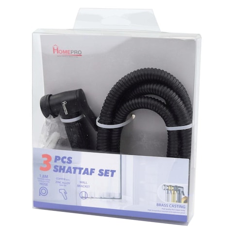 Home Pro Zinc Alloy Shattaf With Hose Black Set of 3