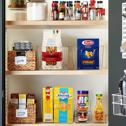 Atraux Clear Plastic Storage Bins, Kitchen Organizers With Elastic Food Storage Covers (6 Pcs)