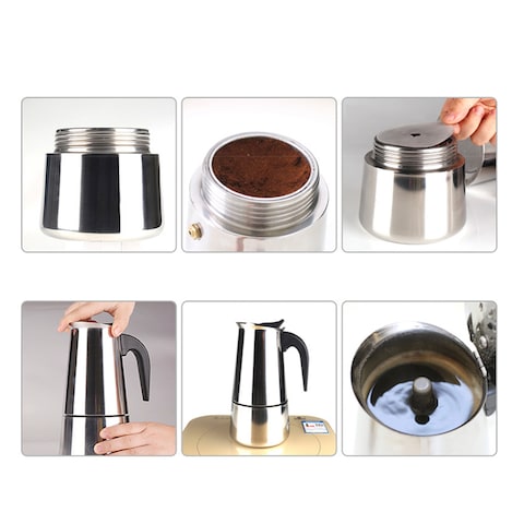 Decdeal - 300mL Stainless Steel Espresso Stove Percolator Espresso Maker Pot Stove Top Coffee Maker Italian Espresso Coffee Maker Pot Moka Pot