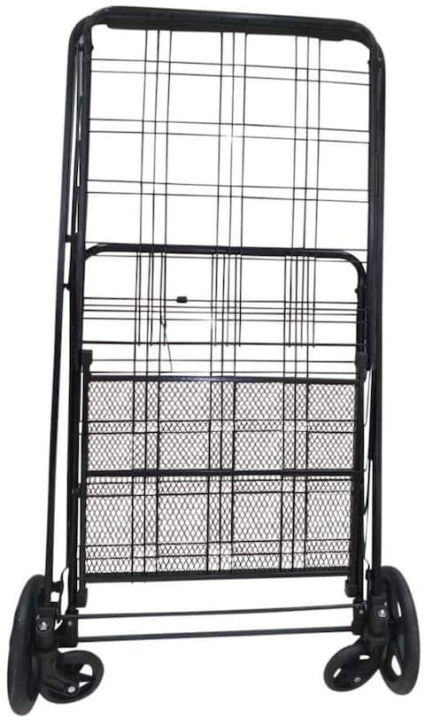 Upspirit Fold-Able Shopping Trolley Push Cart With Wheels,Folding Collapsible Grocery Storage Cart, Hand Cart For Daily Use,Black 80Kg Max Load